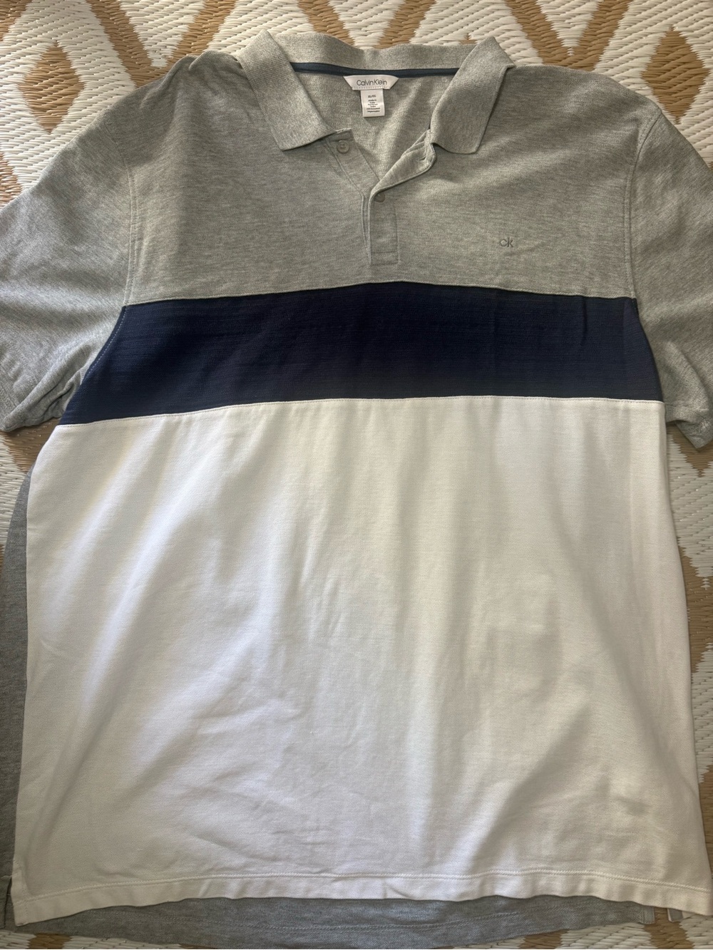 Calvin Klein Grey Navy White Stripe Polo